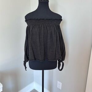Free People We The Free Black Off-Shoulder Blouse